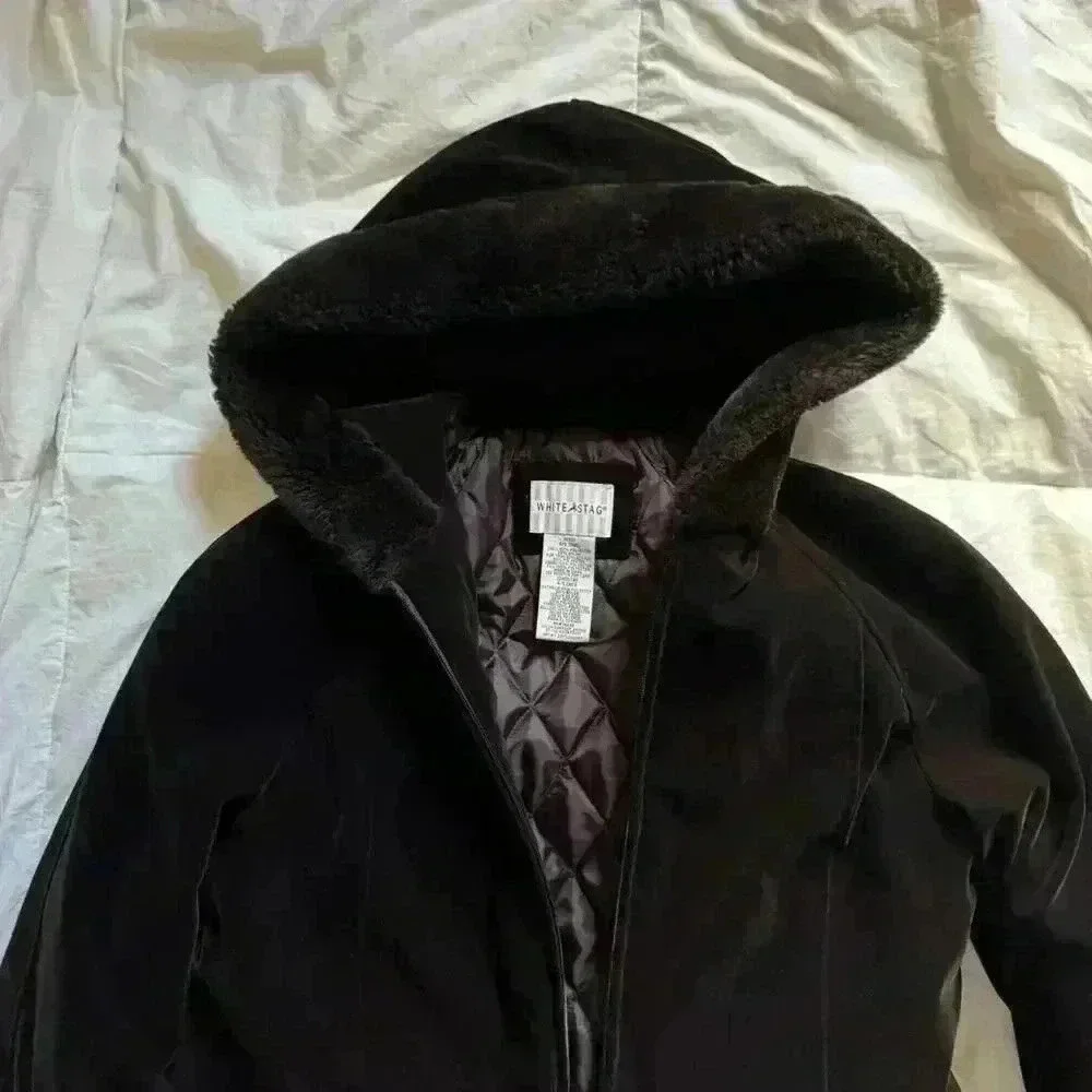 Vintage white stag chocolate brown velour faux fur jacket women’s small boho - Picture 3 of 7
